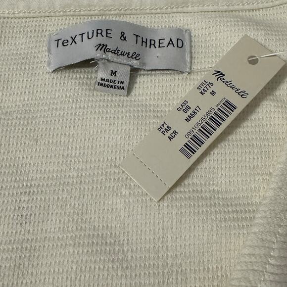 Madewell Texture & Thread Size M Long Sleeve Tie-Front Top in Antique Cream NWT - Picture 5 of 10